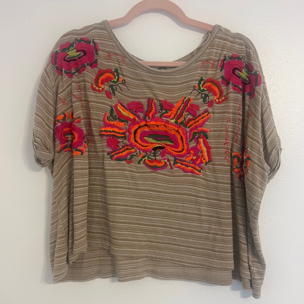 Free People Floral Embroidery top